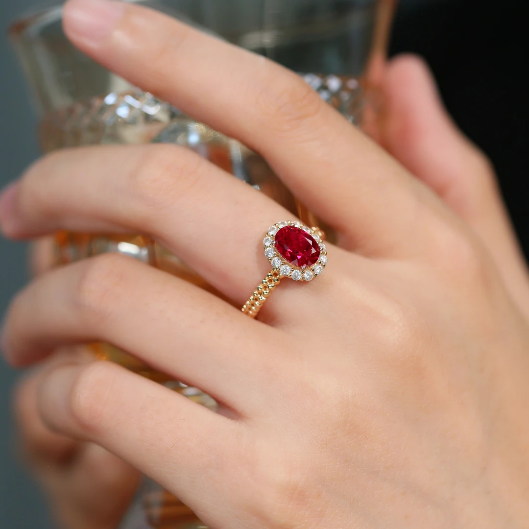 金杰福 法式鸽子蛋1.5克拉意大利工艺时尚百搭戒指