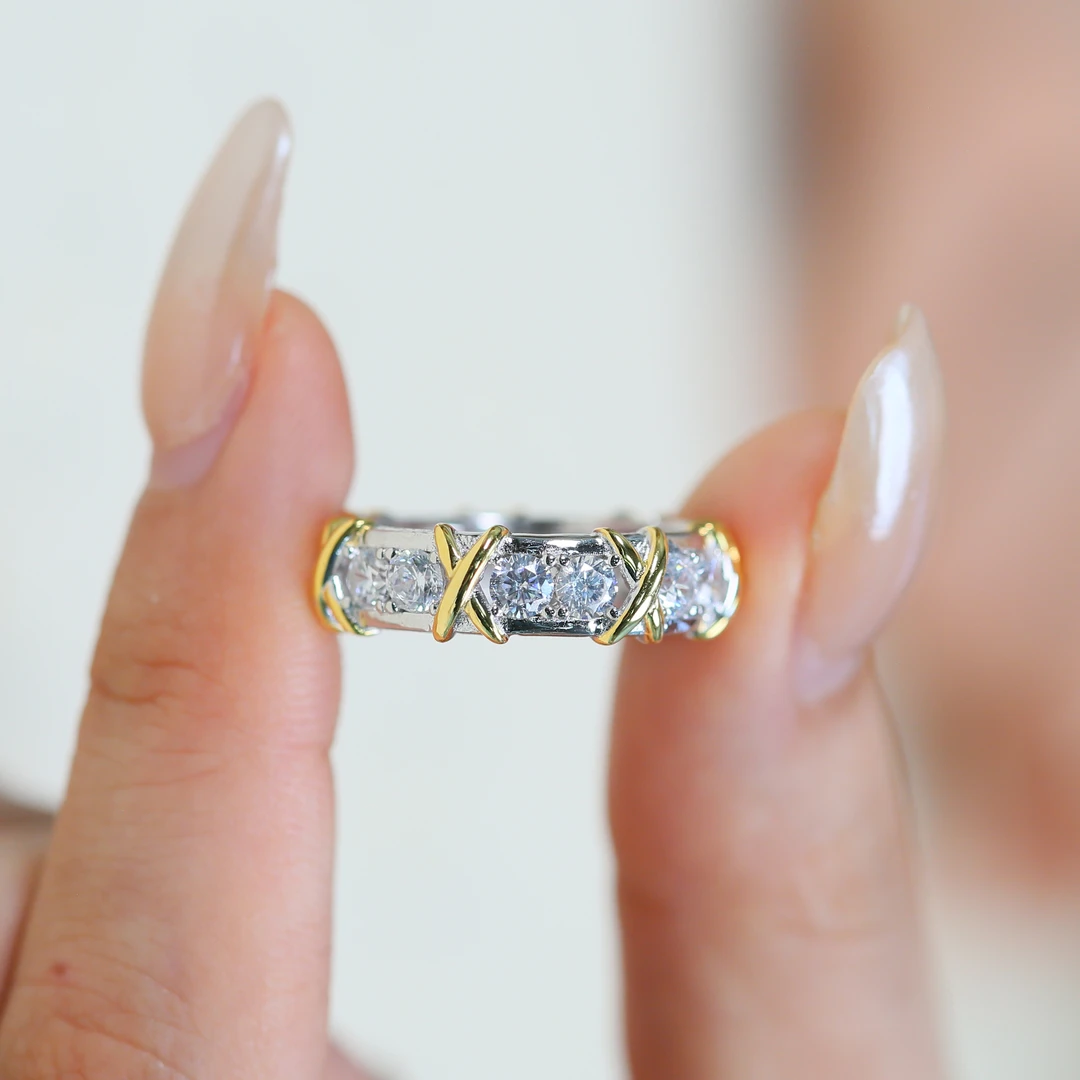 925银戒指 金杰福 925银戒指 新款s925银T家XO系列撞色时尚经典款