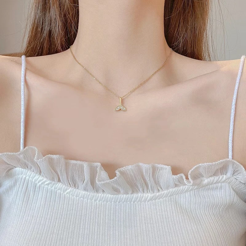 钛钢项链 气质百搭人鱼尾项链学生小众网红ins风简约锁骨链新款