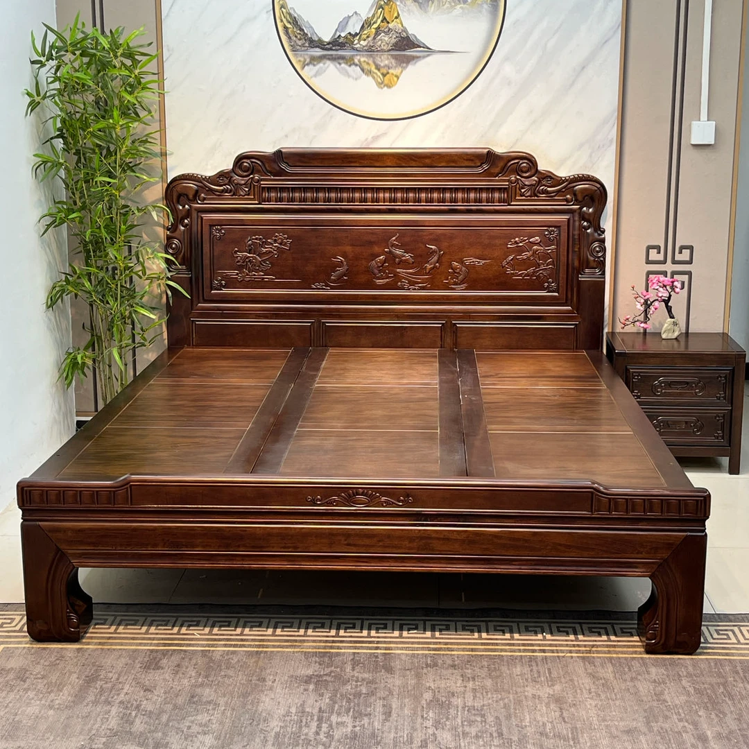 全榫卯【年年有鱼】全实木床古典家具家用双人床主卧松弛感成套婚床