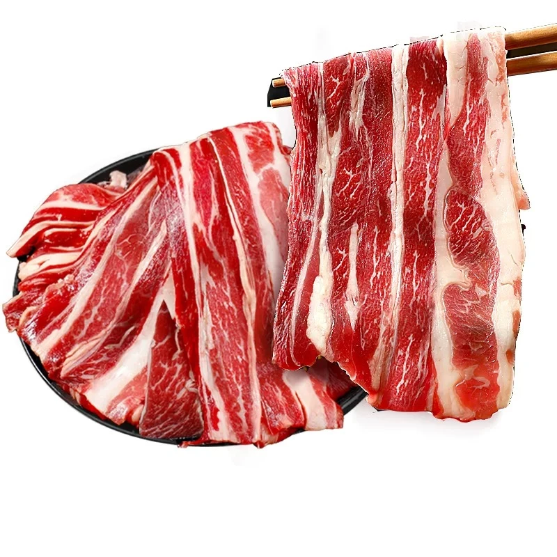 【赢融印象】清真原切雪花牛肉卷500g加火锅底料加汤套餐