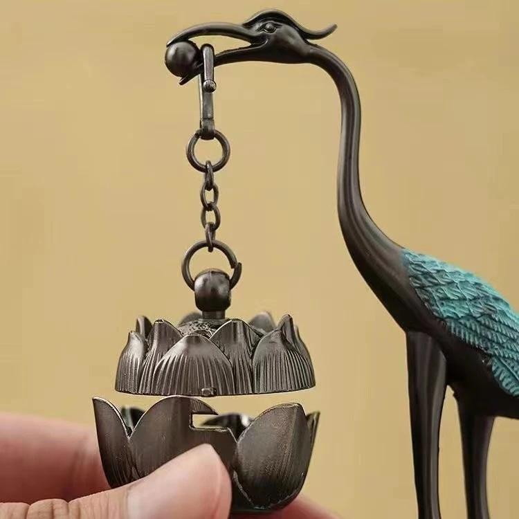 景泰蓝仙鹤莲花吊炉香道摆件+祥云小盘香（鹅梨帐中香）