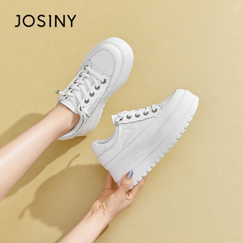 卓诗尼粗跟厚底小白鞋2024夏季新款休闲透气运动鞋增高一脚蹬女鞋