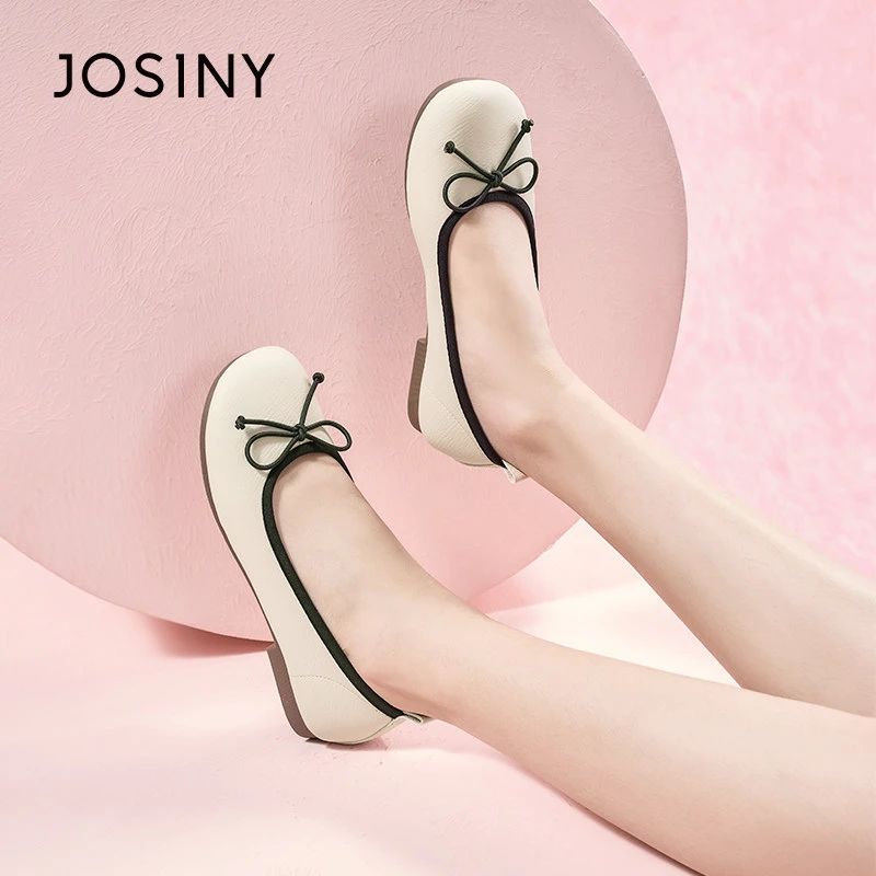 卓诗尼2024年新款时尚平底鞋浅口舒适蝴蝶结软底芭蕾鞋通勤单鞋女