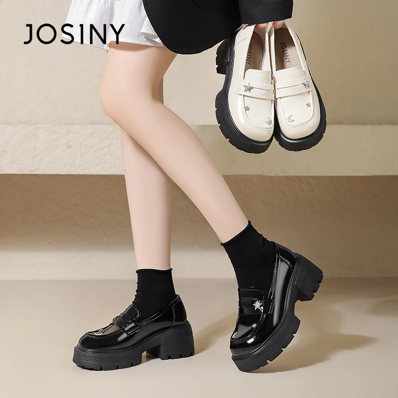 卓诗尼新爆款女士百搭软底外穿乐福豆豆鞋英伦风小皮鞋