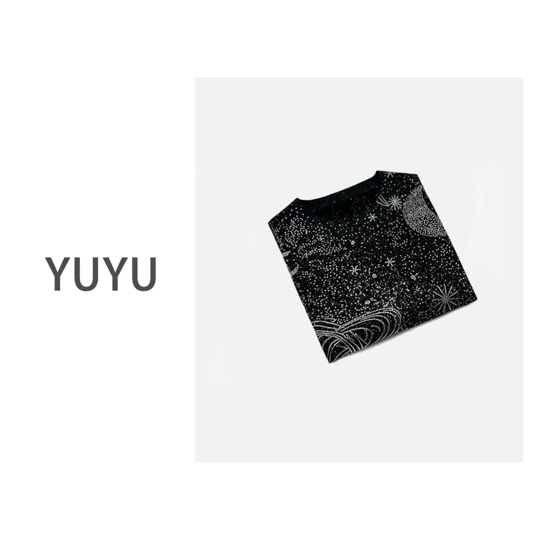 宽松重工满天星宇宙休闲百搭烫钻宽松长袖t恤WY025