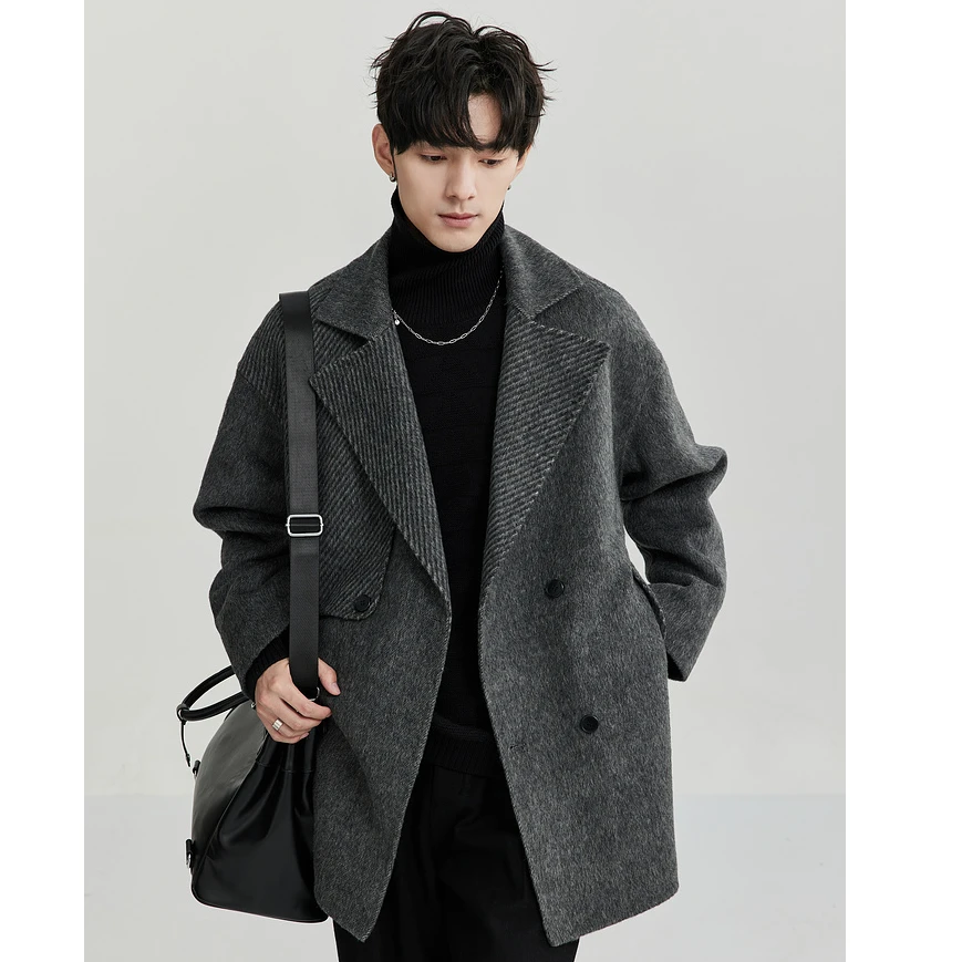 伯爵男装 24新款纯色毛呢大衣短款加厚百搭休闲宽松上衣P441788
