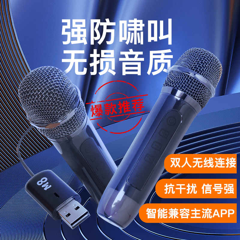 无线麦克风一拖二动圈话筒家用会议舞台音响功放电脑K歌通用话筒