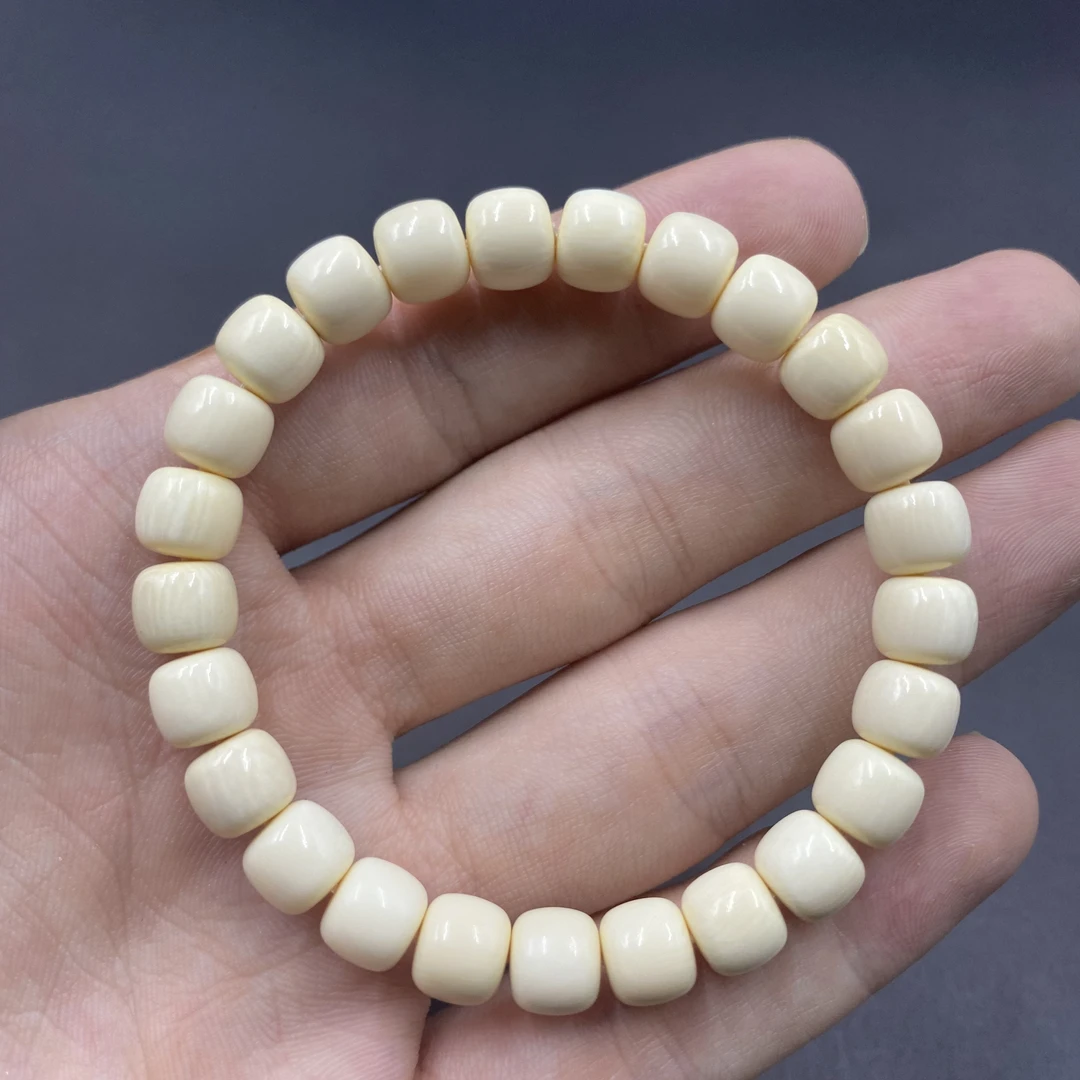 【假一赔四】天然保真猛犸牙冰料高货8*7mm手串货号6079