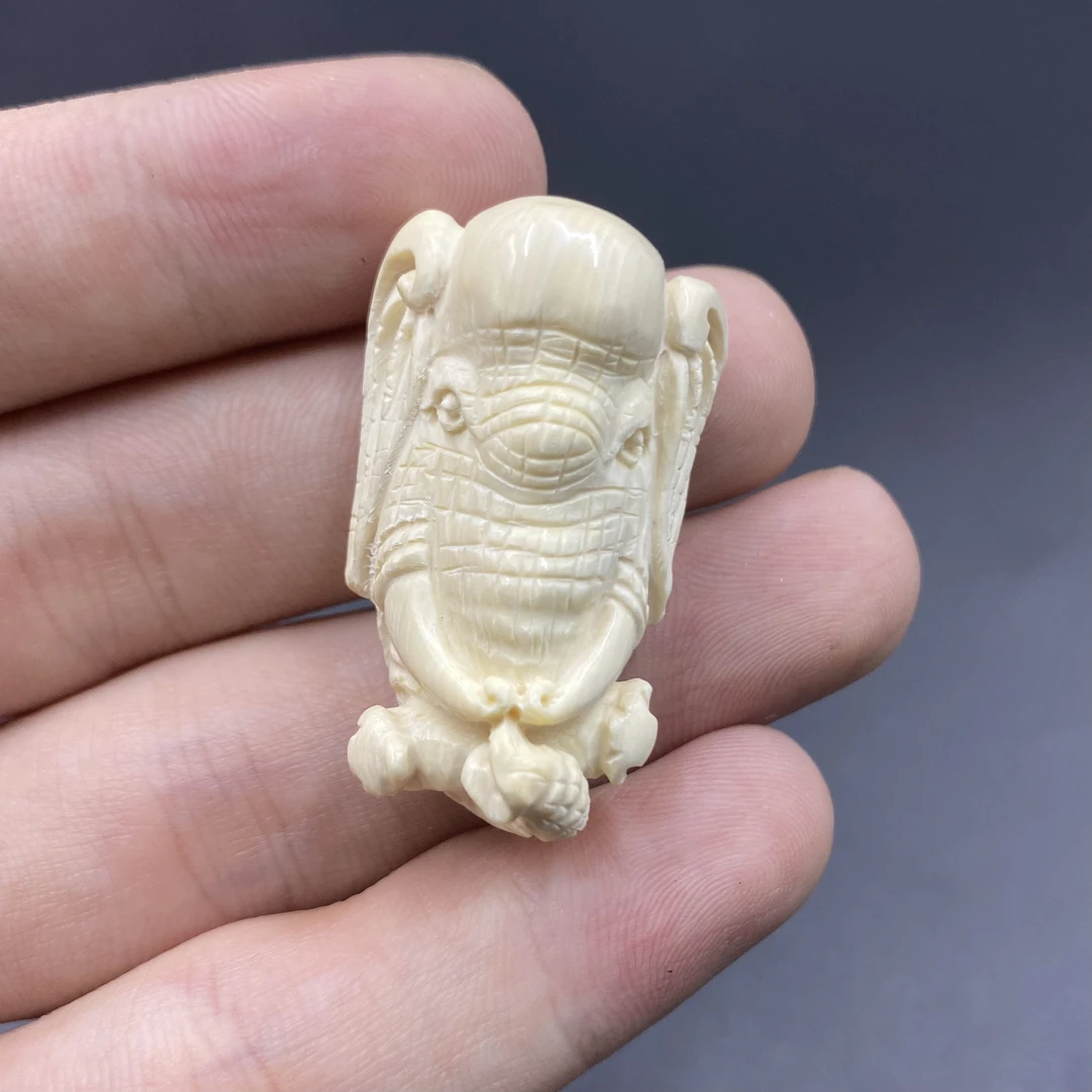 【假一赔四】天然保真正品猛犸牙手工雕刻吉祥如意挂件货号5190