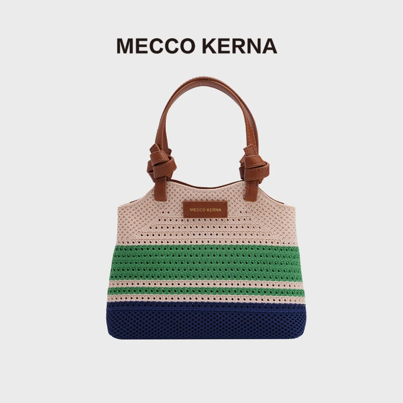 MECCO KERNA百搭时尚女士小众条纹单肩包撞色拼色包包MK31980