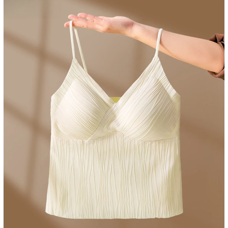 打底吊带背心自带胸垫一体免穿文胸法式外穿内搭白色女小众设计感