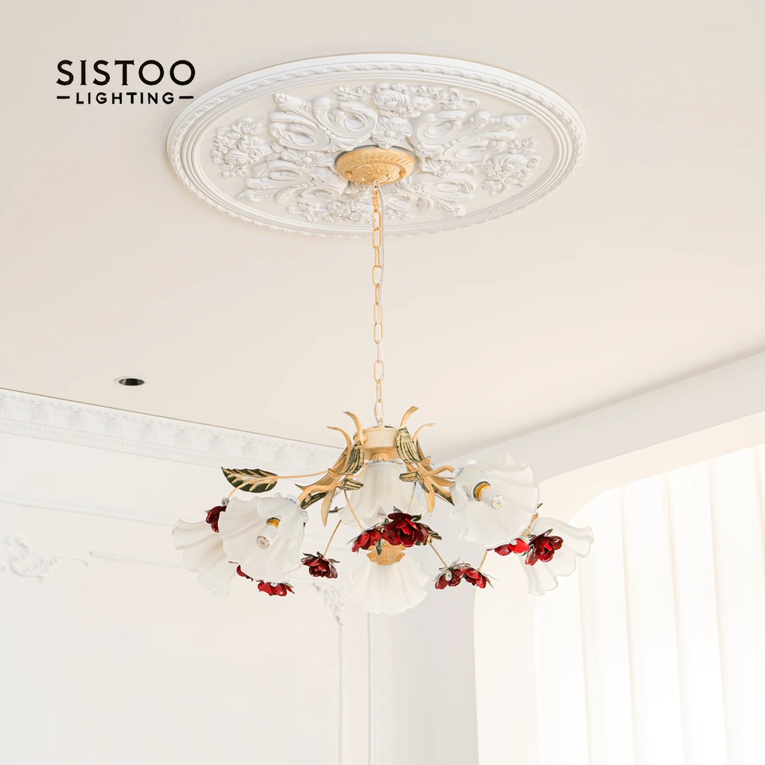 璀璨-法式田园烂漫花朵吊灯高级美感花朵可以卧室吊灯法式吊灯