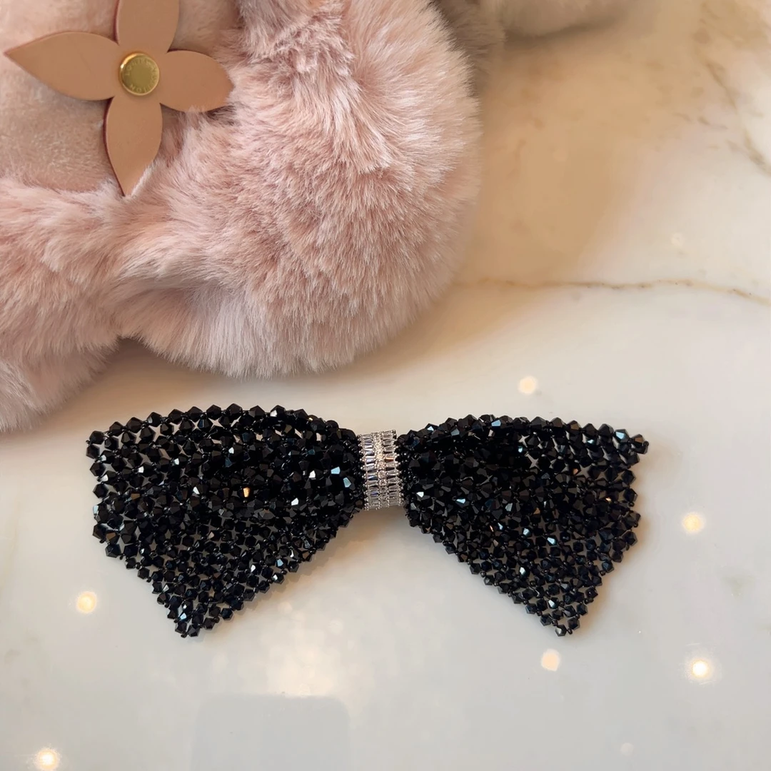 黑色钻钻蝴蝶结发夹 HX483