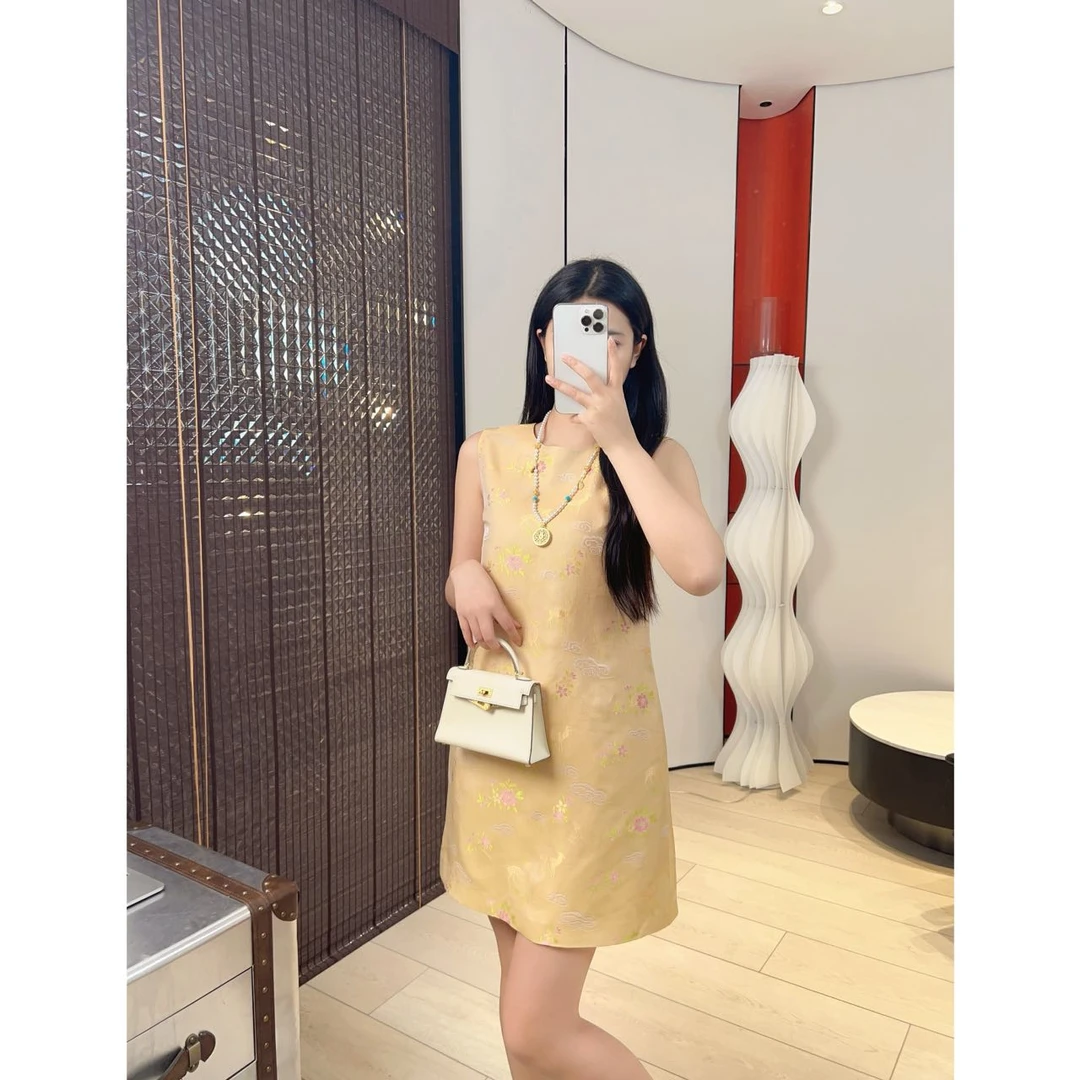 异色罗无袖连衣裙  Q411