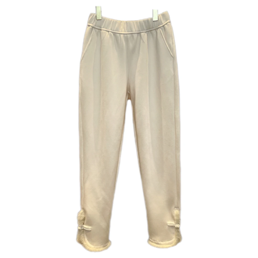 GX477  国风毛边盘扣显瘦萝卜裤