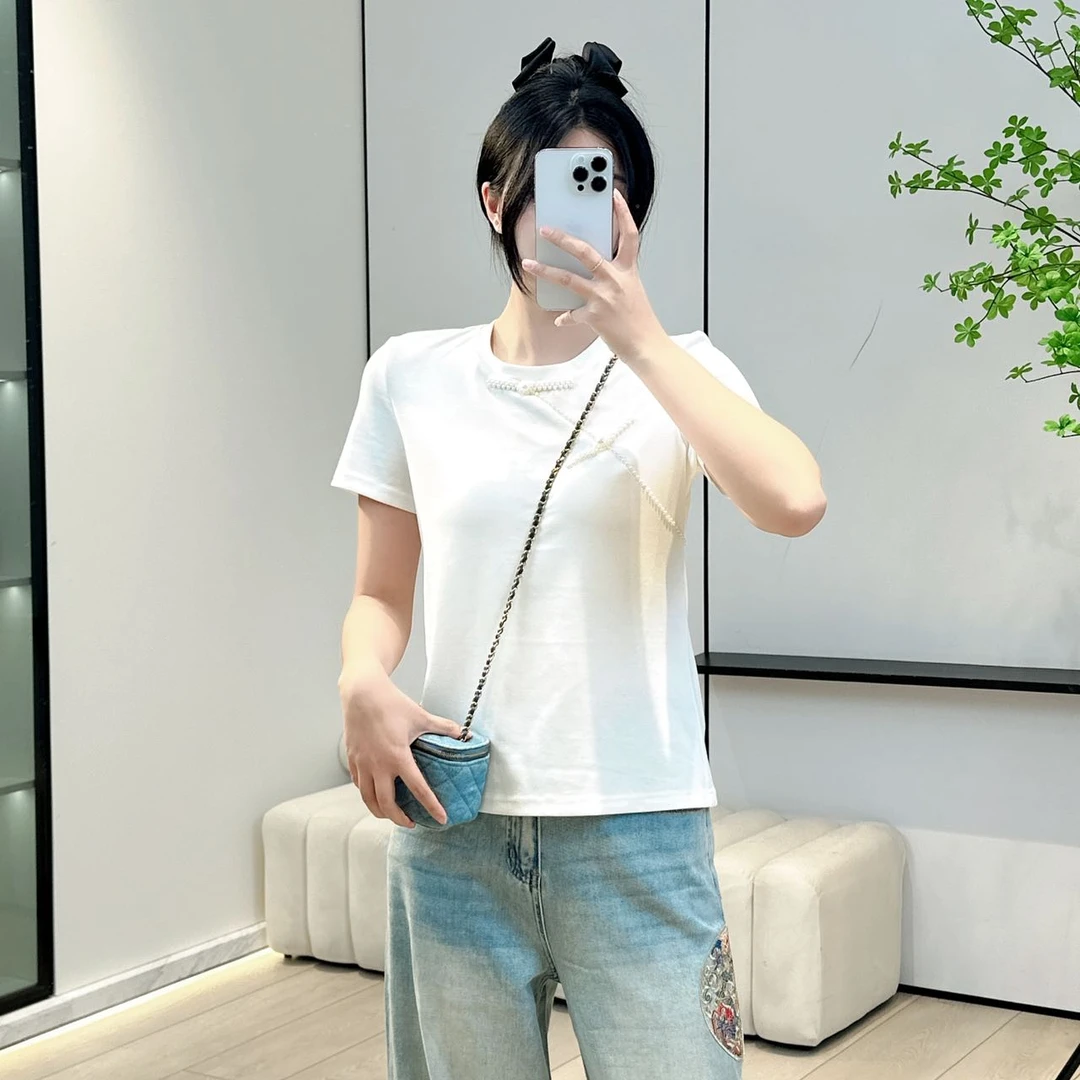 新中式国风珍珠扣圆领短袖 Q55