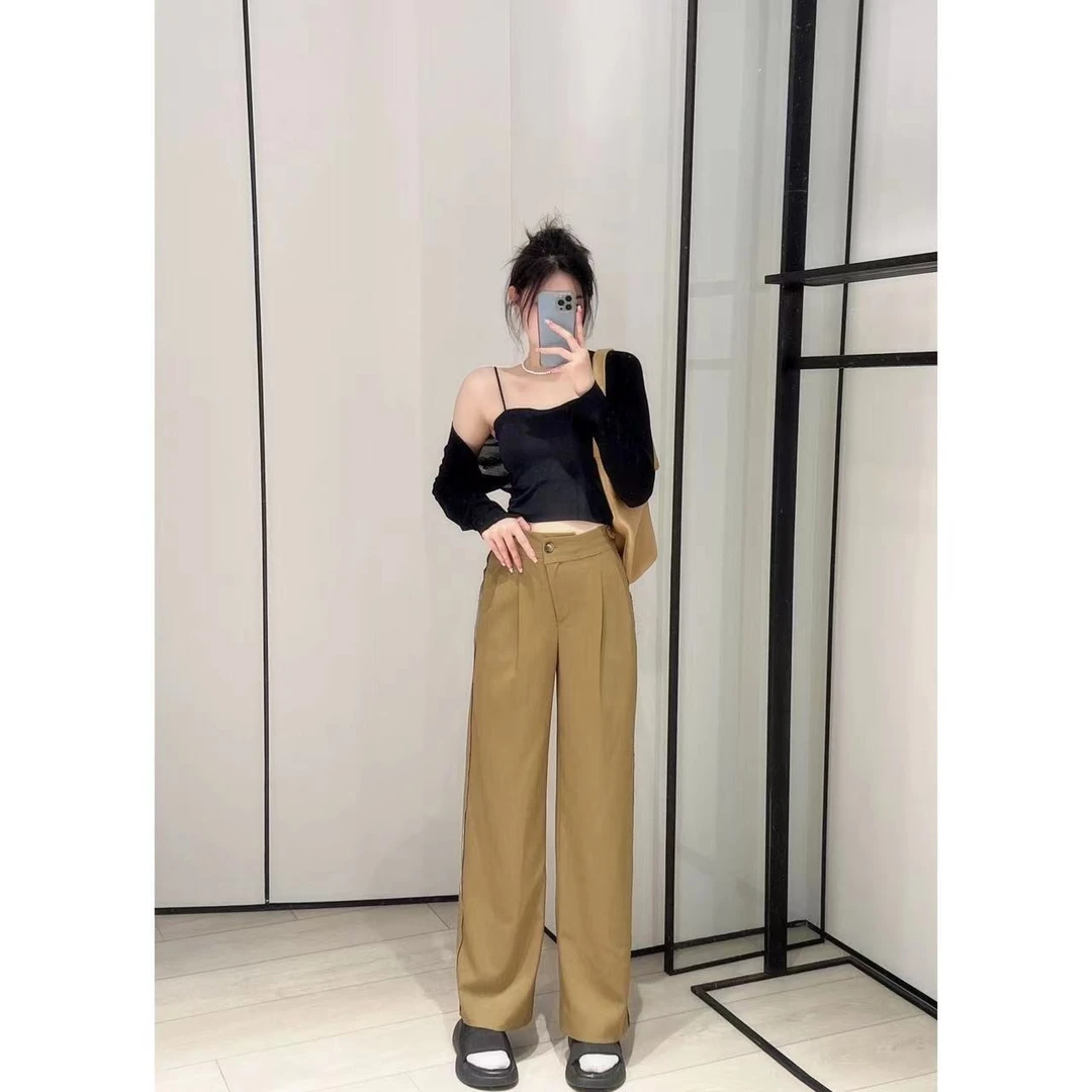 G78  宽松毛边阔腿裤