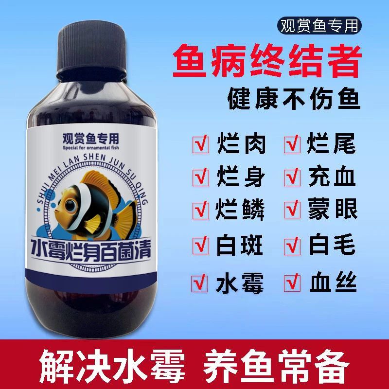 观赏鱼白点鱼烂身烂尾水霉锦鲤金鱼杀菌烂鳃长毛百菌清
