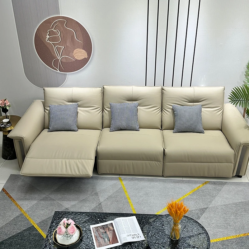 迈玥零靠墙电动功能真皮沙发头层牛皮直排可调节头等太空沙发舱