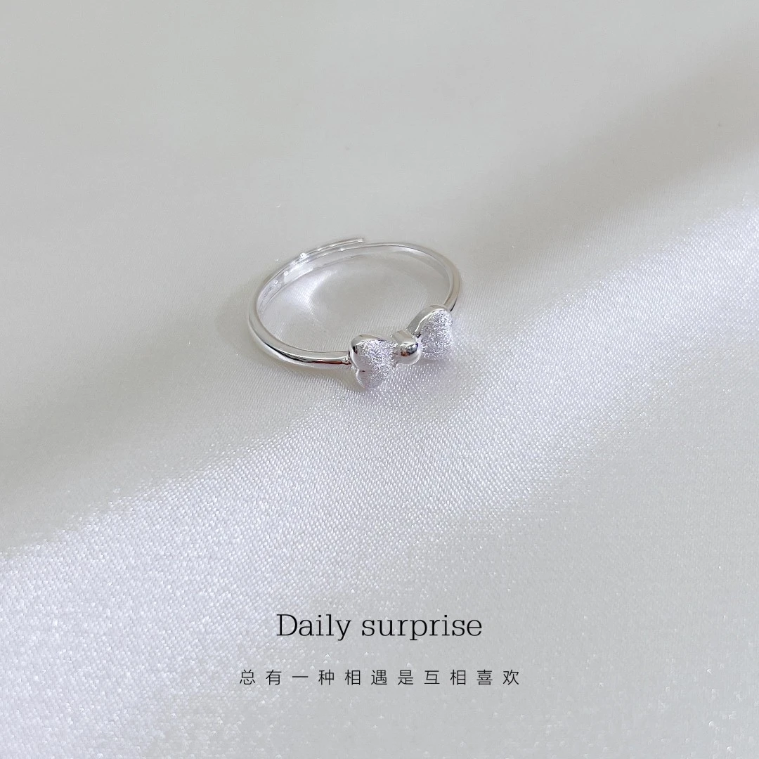 Dailysurprise 足银戒指 990蝴蝶结戒指甜美简约小众指环时尚气质