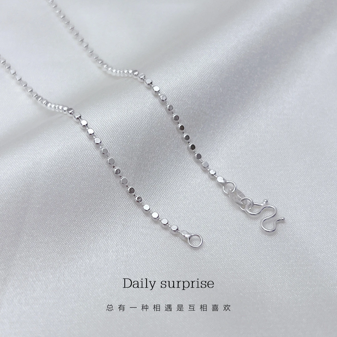 Dailysurprise 链子足银 足银990压四方链5.5g素款素链强光小米珠