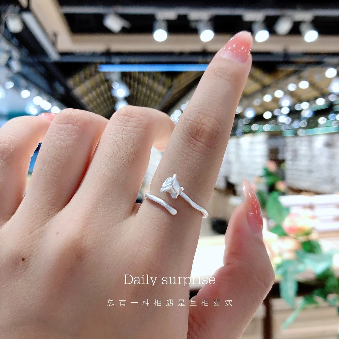 Dailysurprise 足银戒指 990玫瑰花戒指