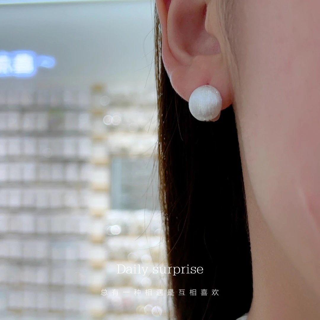 足银耳饰 足银990圆满耳扣 纯银耳圈 时尚百搭 耳饰白色气质简约