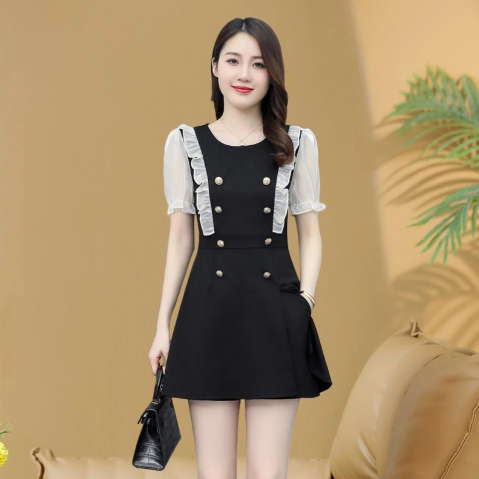 003小香风赫本法式黑色连衣裙设计感2024新款小众显瘦春季套装潮