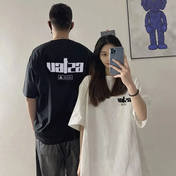 ATZA7262#2023夏季新款美式短袖T恤宽松百搭男女同款休闲情侣上衣