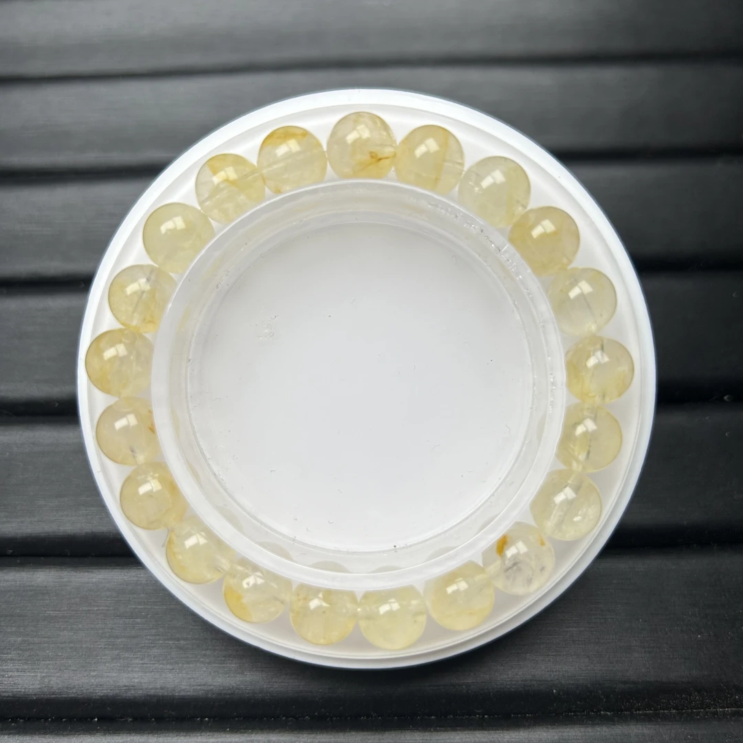 天然渐变色黄胶花水晶手串时尚简约女款