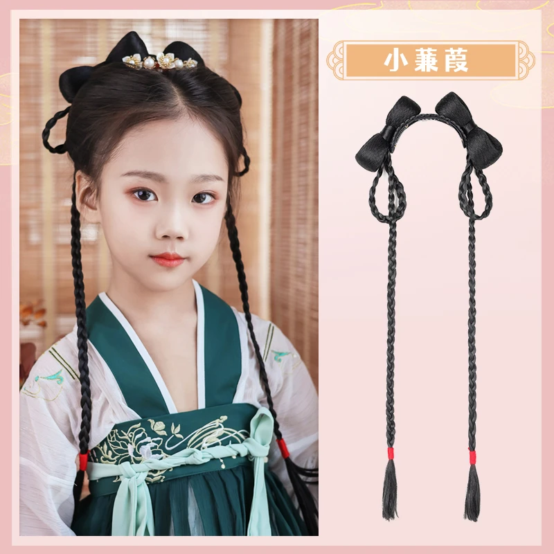 儿童汉服假发包一体式软发箍女童造型古装盘发发髻头饰古风假发