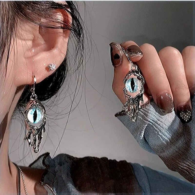 恶魔之眼~搞怪个性蓝色调眼睛耳环女设计感高级个性废土风耳扣