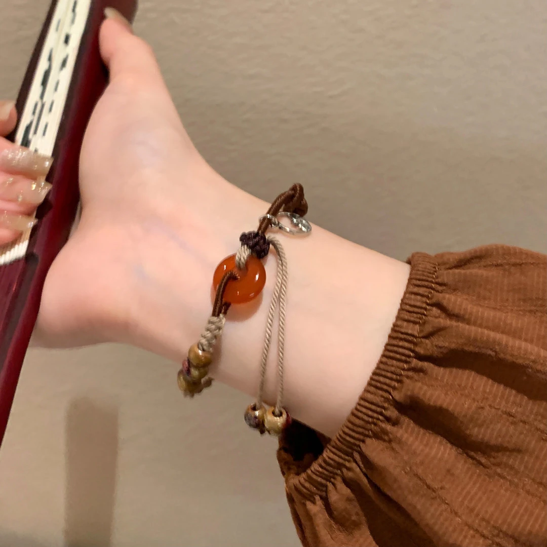 合金手链 平安扣手链女2024年新款新中式编织手绳复古时尚百搭