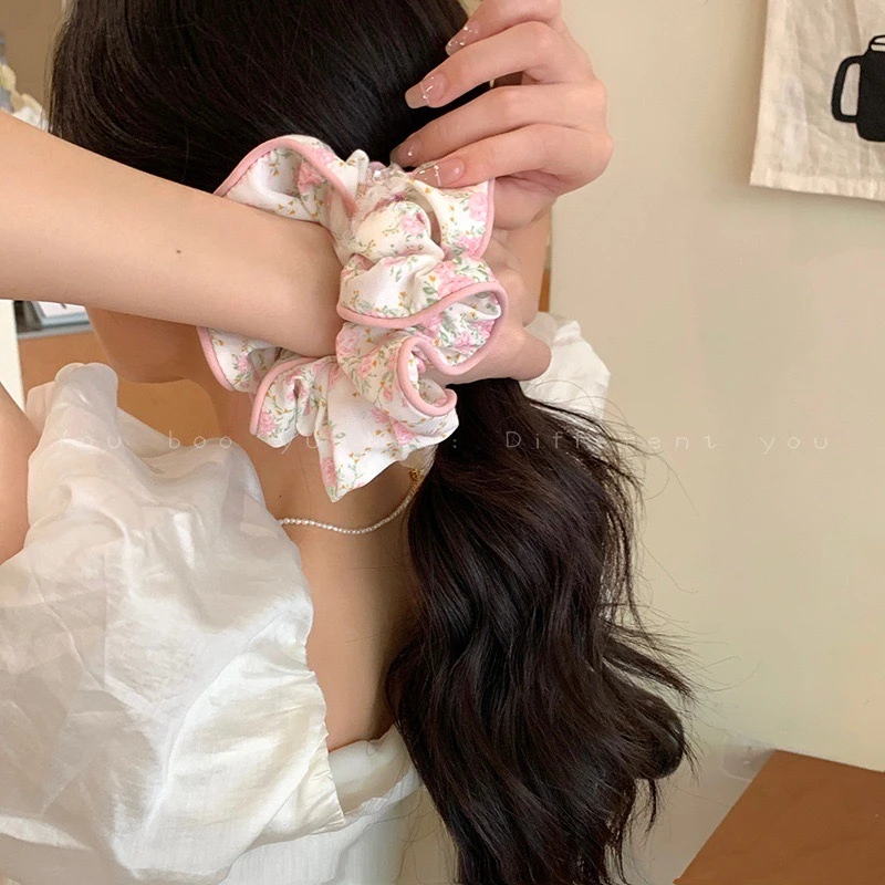 【自选7个】气质可爱学院风法式复古小花发圈 洋气蕾丝花边大肠发圈