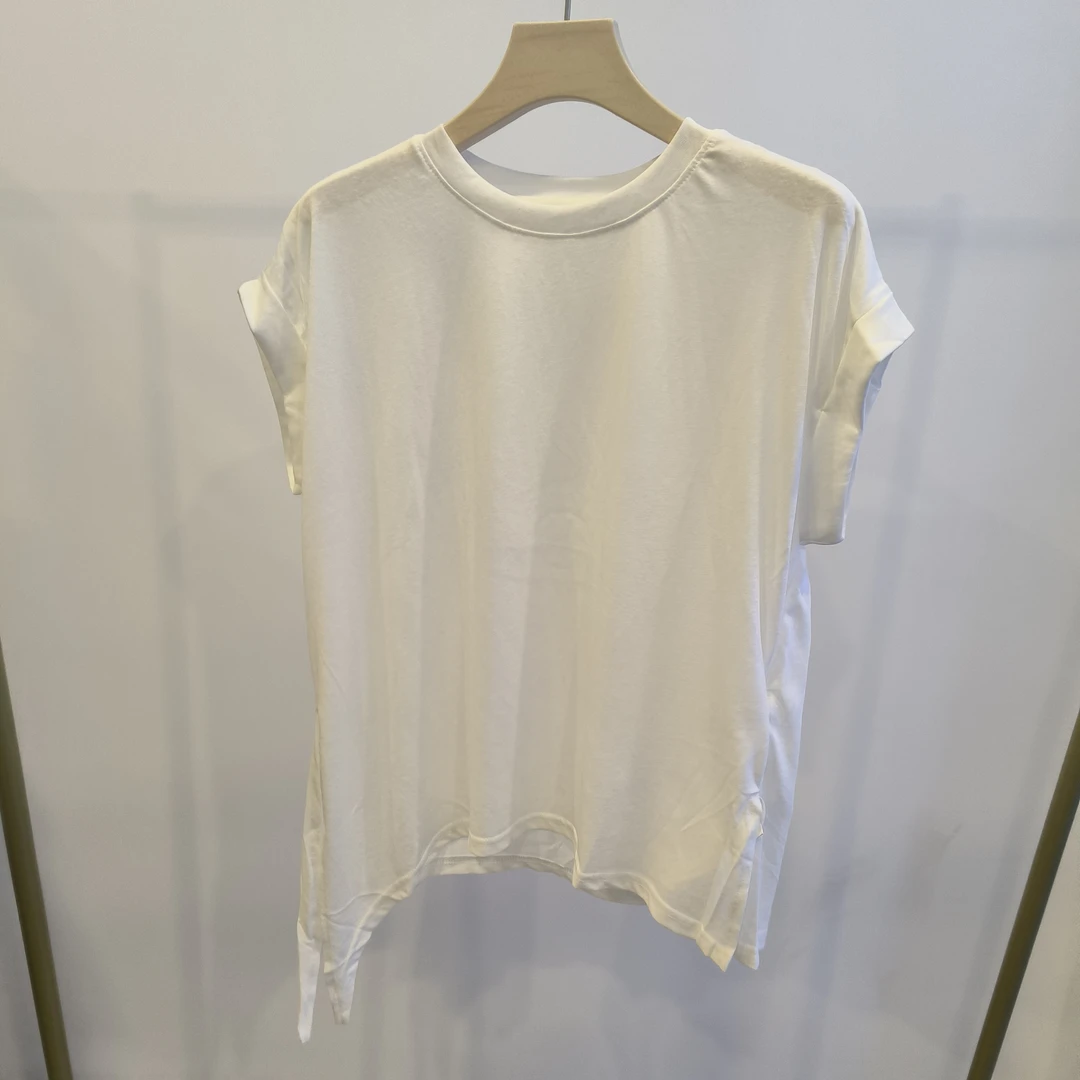 1408不规则设计夏季简约白色短袖T恤