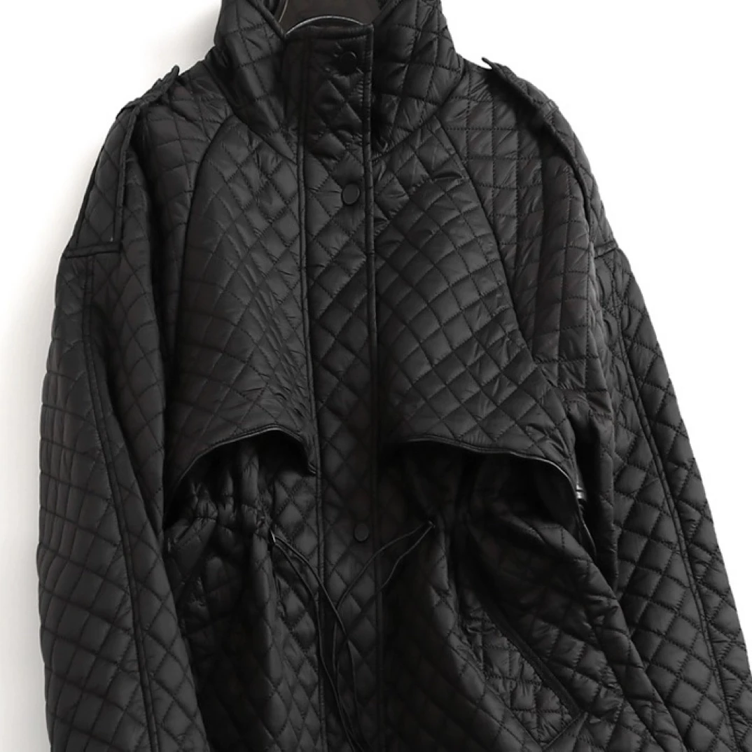 31602格子收绳立领外套