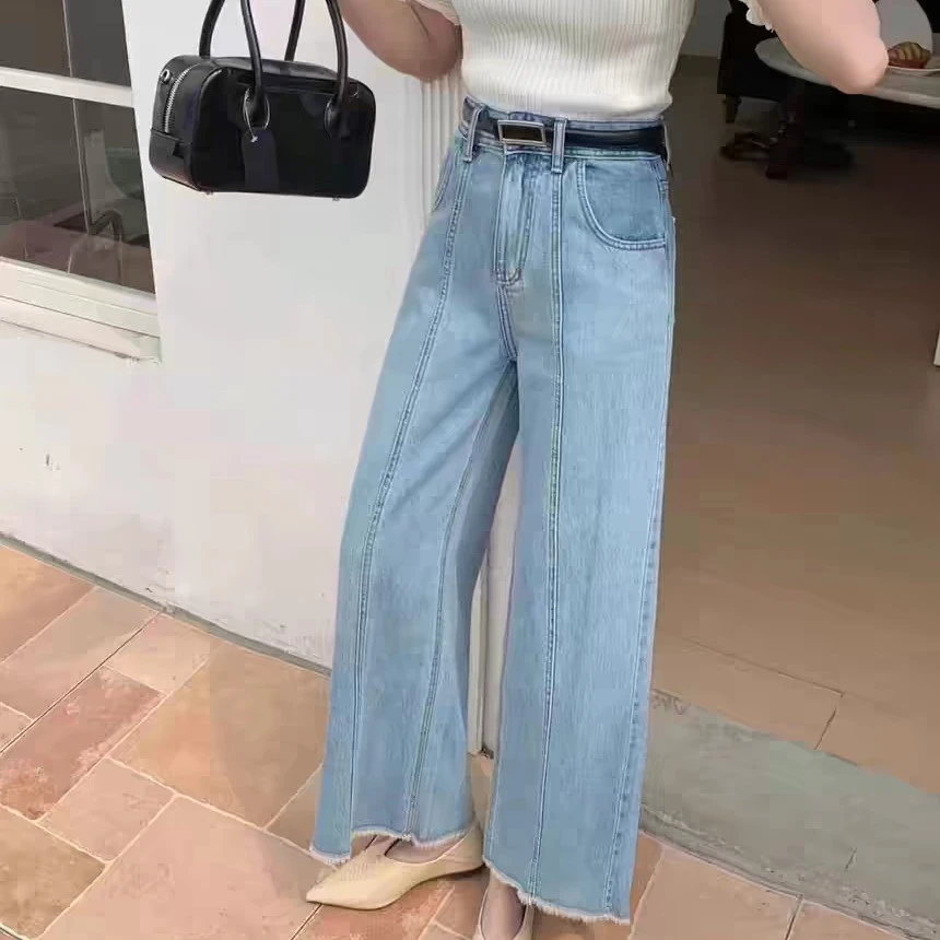 B620150高腰显瘦宽松流苏牛仔裤