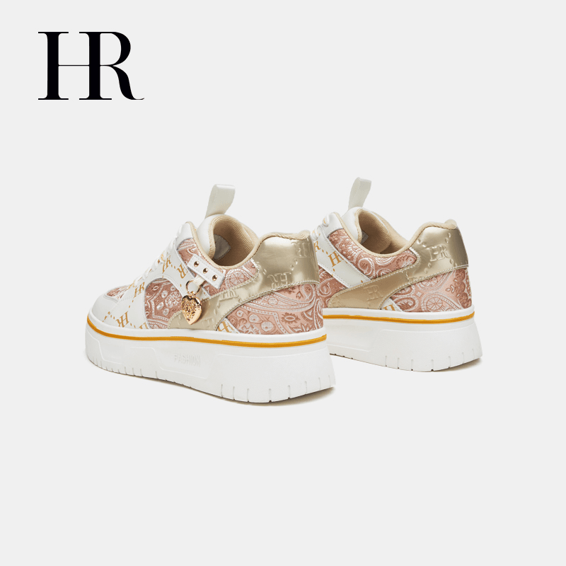 HR/赫莲娜2023秋季新款刺绣板鞋女真皮厚底温柔风小众百搭休闲鞋