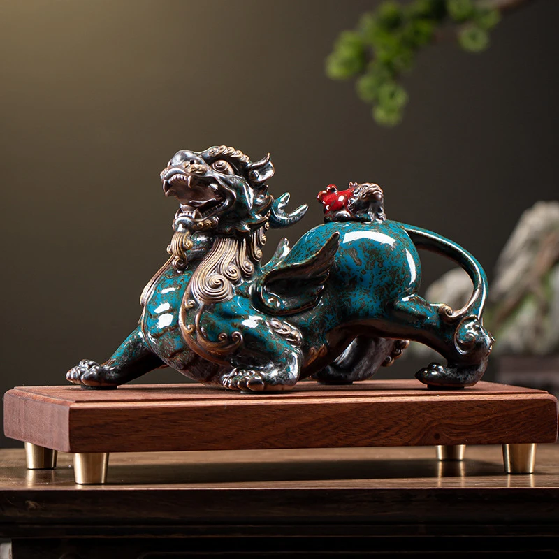 中式招财貔貅摆件一对家居陶瓷客厅家居装饰品办公桌礼品摆设