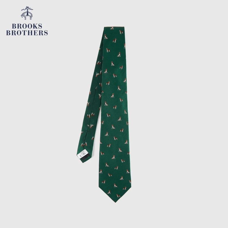 Brooks Brothers/布克兄弟男士25初春新款桑蚕丝趣味小狗刺绣领带