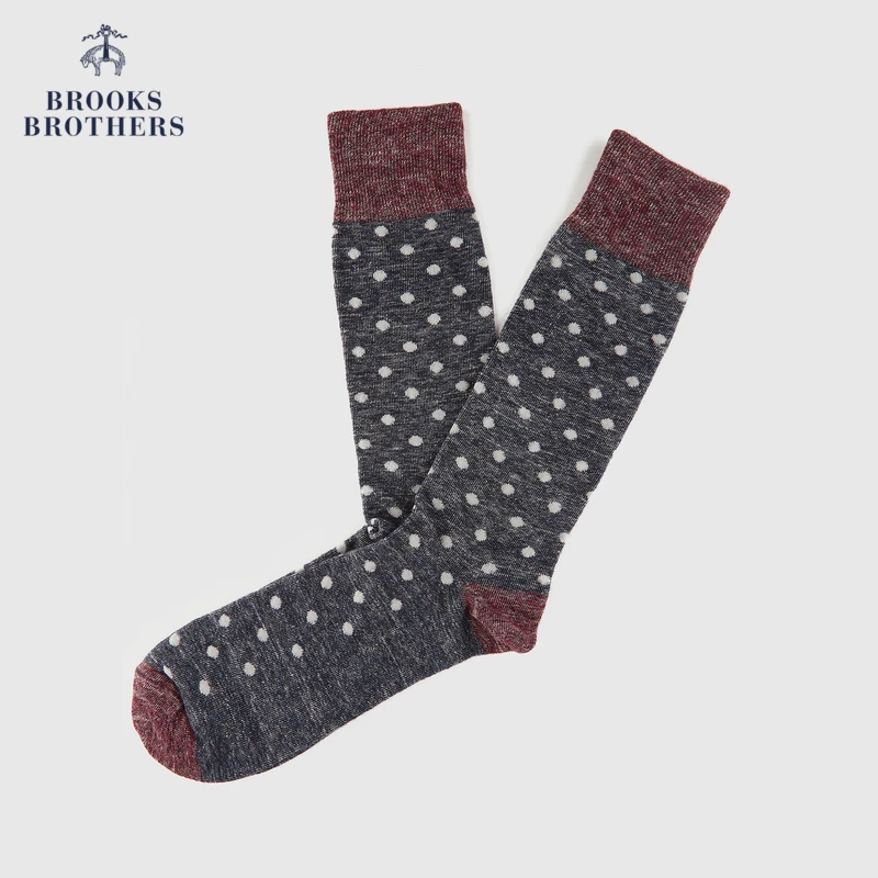 Brooks Brothers/布克兄弟男士25初春复古波点时尚长袜保暖