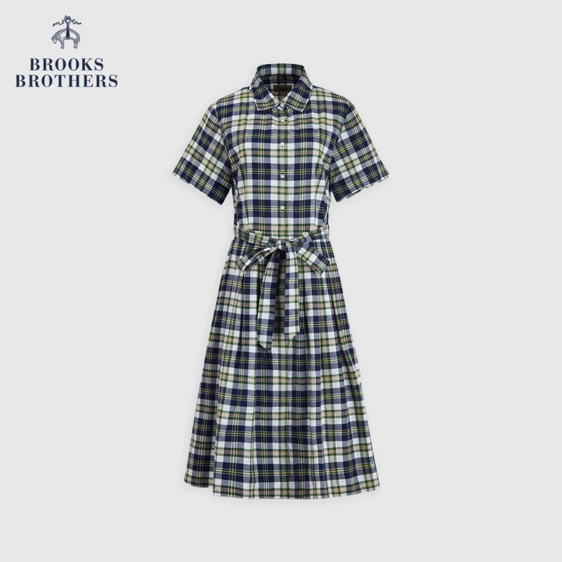 Brooks Brothers/布克兄弟女士25初春新品纯棉学院风格纹连衣裙