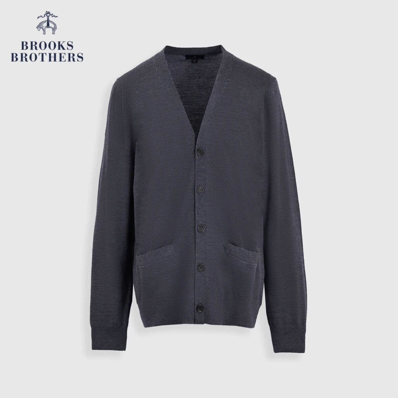 Brooks Brothers/布克兄弟男士25初春新款绵羊毛简约针织毛衣开衫