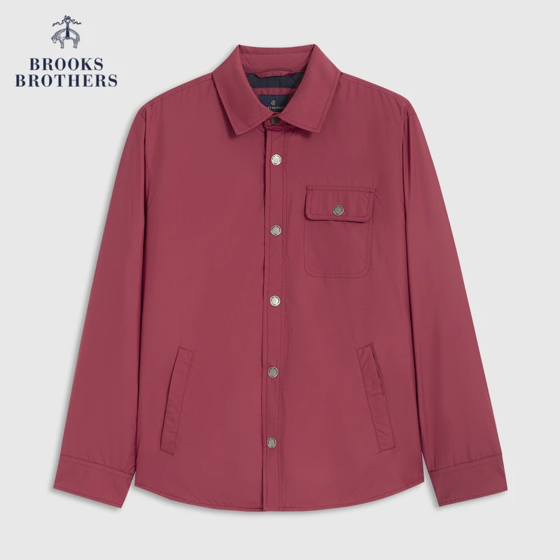 Brooks Brothers/布克兄弟男士休闲纯色翻领按扣保暖夹克外套