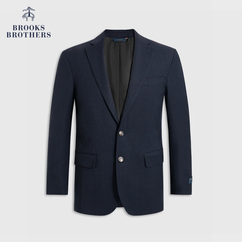 Brooks Brothers/布克兄弟男士秋季绵羊毛金属双粒扣西装外套