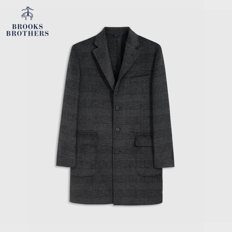 Brooks Brothers/布克兄弟男士25初春新款羊毛复古格纹毛呢大衣