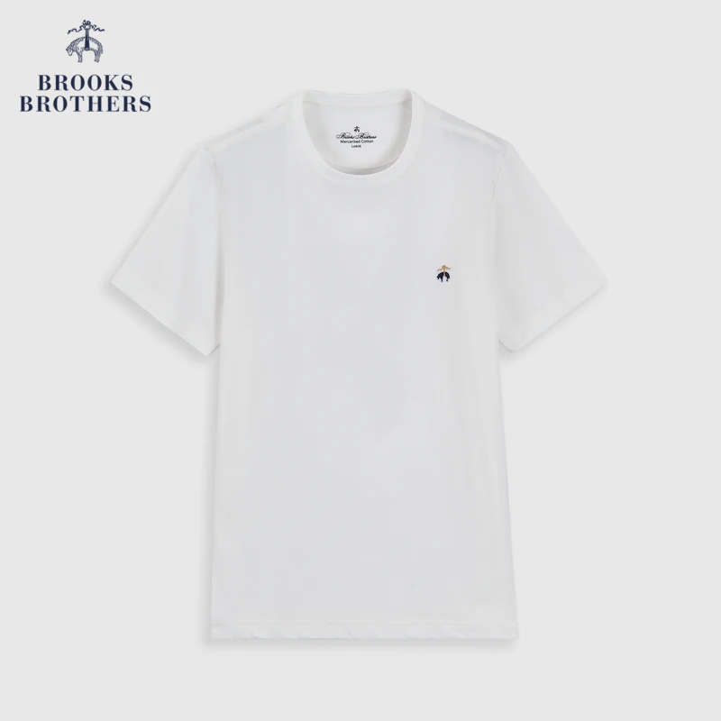 Brooks Brothers/布克兄弟男士25初春新款纯色彩羊logo刺绣T恤