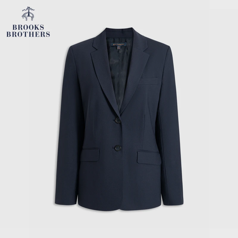 Brooks Brothers/布克兄弟女士秋季新款绵羊毛纯色商务西装外套