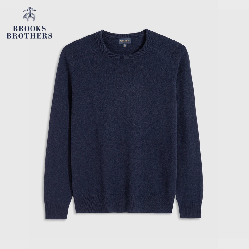 Brooks Brothers/布克兄弟男士秋新品山羊绒基础款纯色针织毛衣